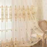 Carla Versailles Gold Embroidered Custom Sheer Curtain